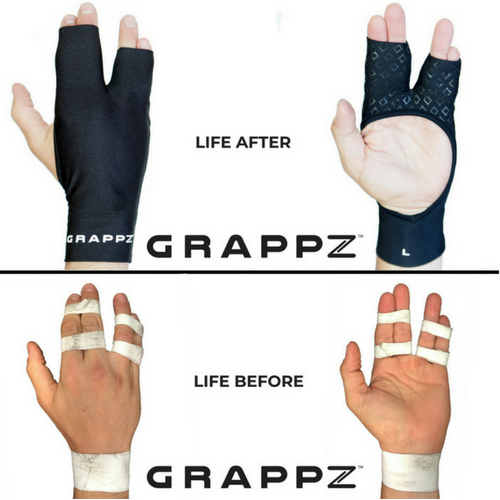 Finger support compression grappling gloves compared to buddy taping and BJJ tape or finger tape.