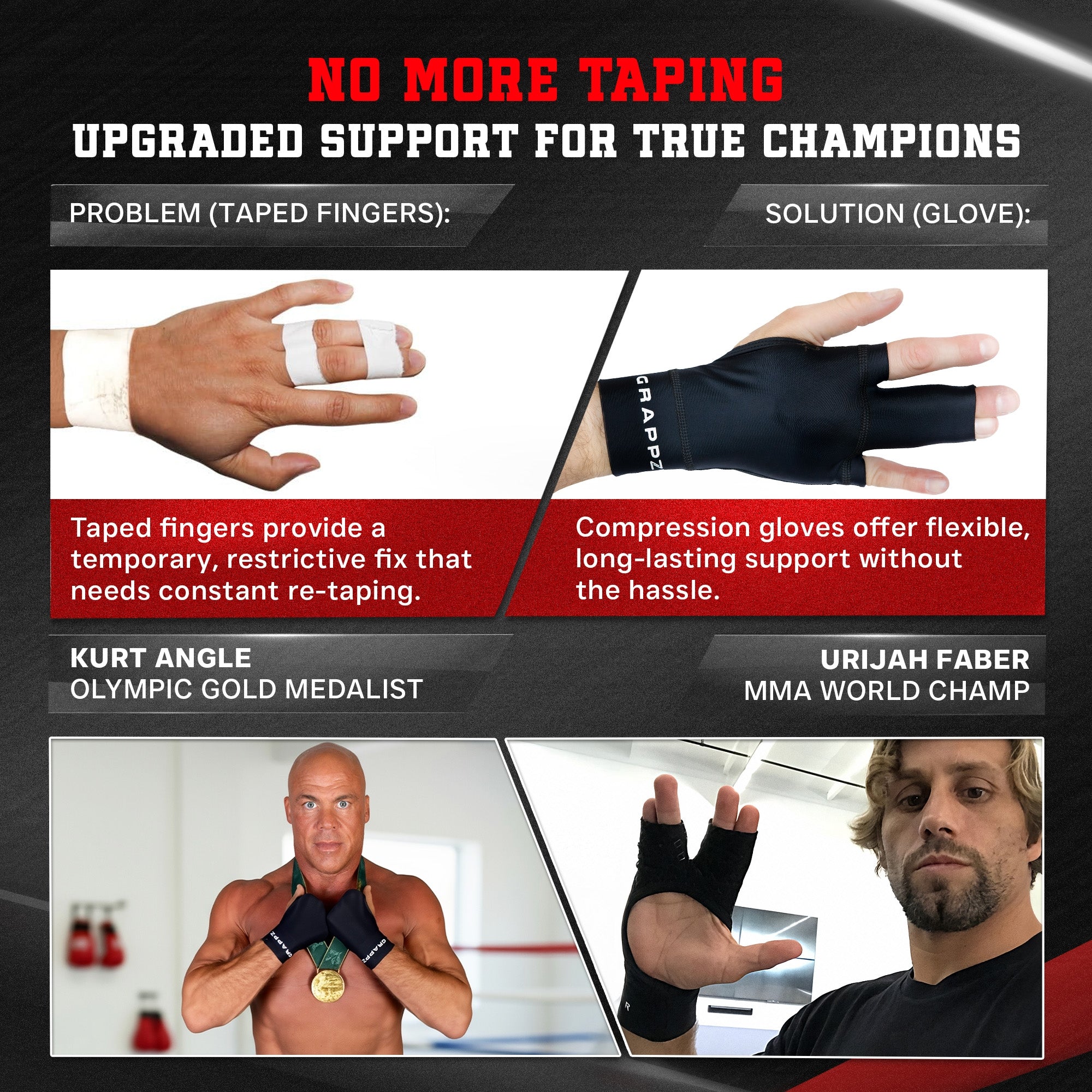 Grappz Middle Finger Brace Compression Gloves – Athletic Buddy Tape & Trigger Finger Splint Alternative – Finger Sleeve & Brace, Arthritis Pain Relief & Joint Stabilizer for All Sports - Unisex INCLUDES L&R GLOVES