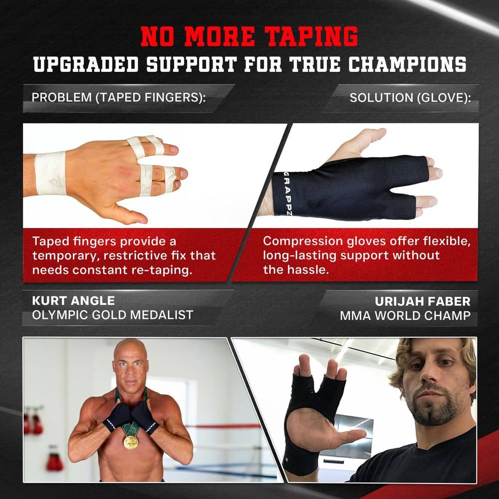Grappz Finger Support Athletic Compression Gloves – Buddy Tape & Trigger Finger Splint Alternative – Finger Sleeve & Brace, Arthritis Pain Relief & Joint Stabilizer for All Sports - Unisex - INCLUDES L&R GLOVES