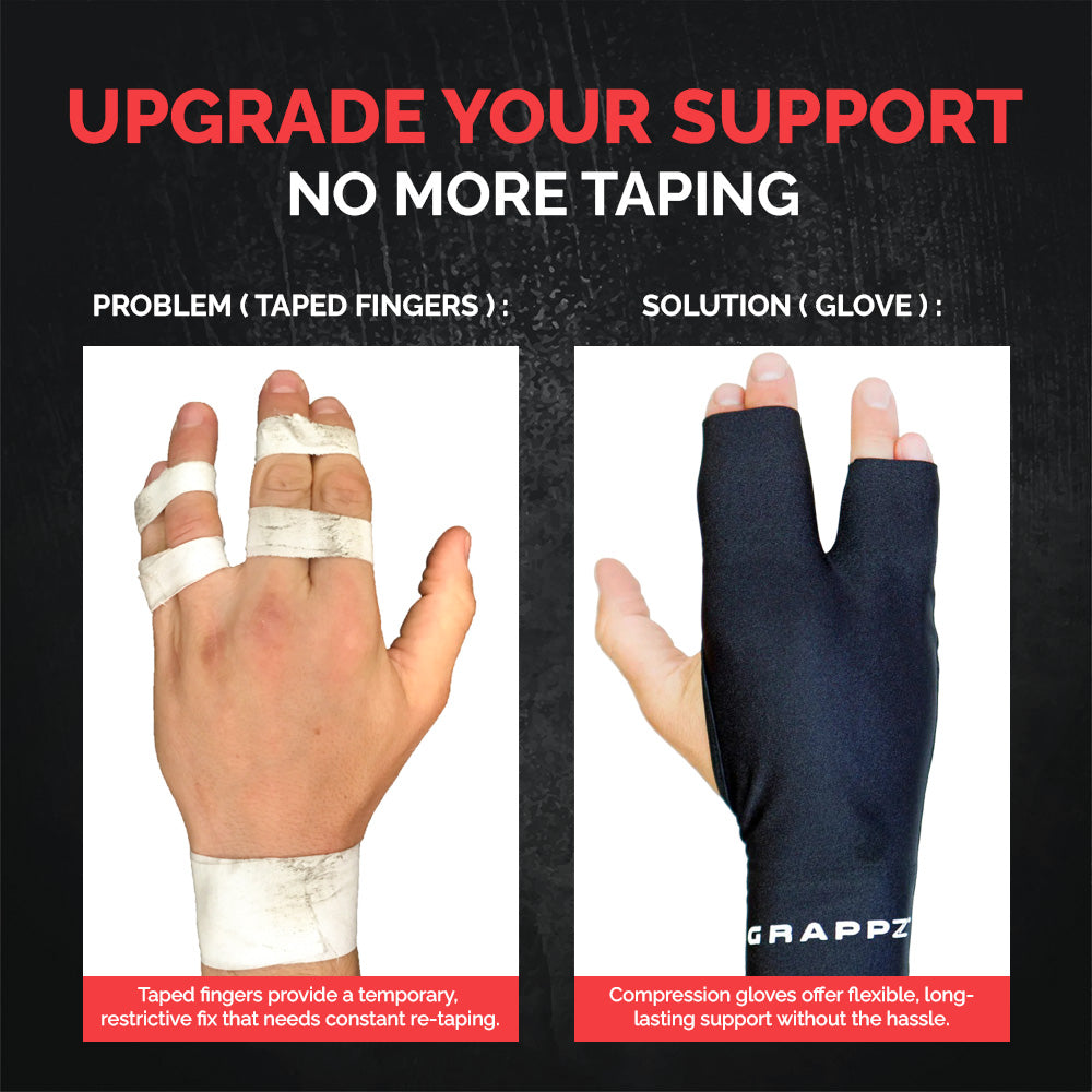 Black finger support glove with two open finger sleeves
