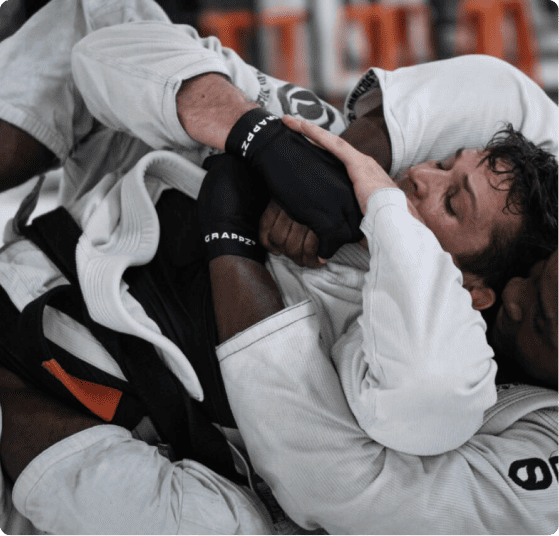 Brazilian jiu-jitsu athlete wearing finger protection