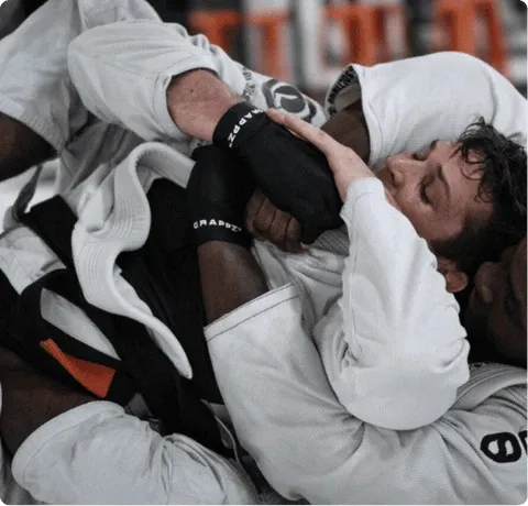 Brazilian jiu-jitsu athlete wearing finger protection