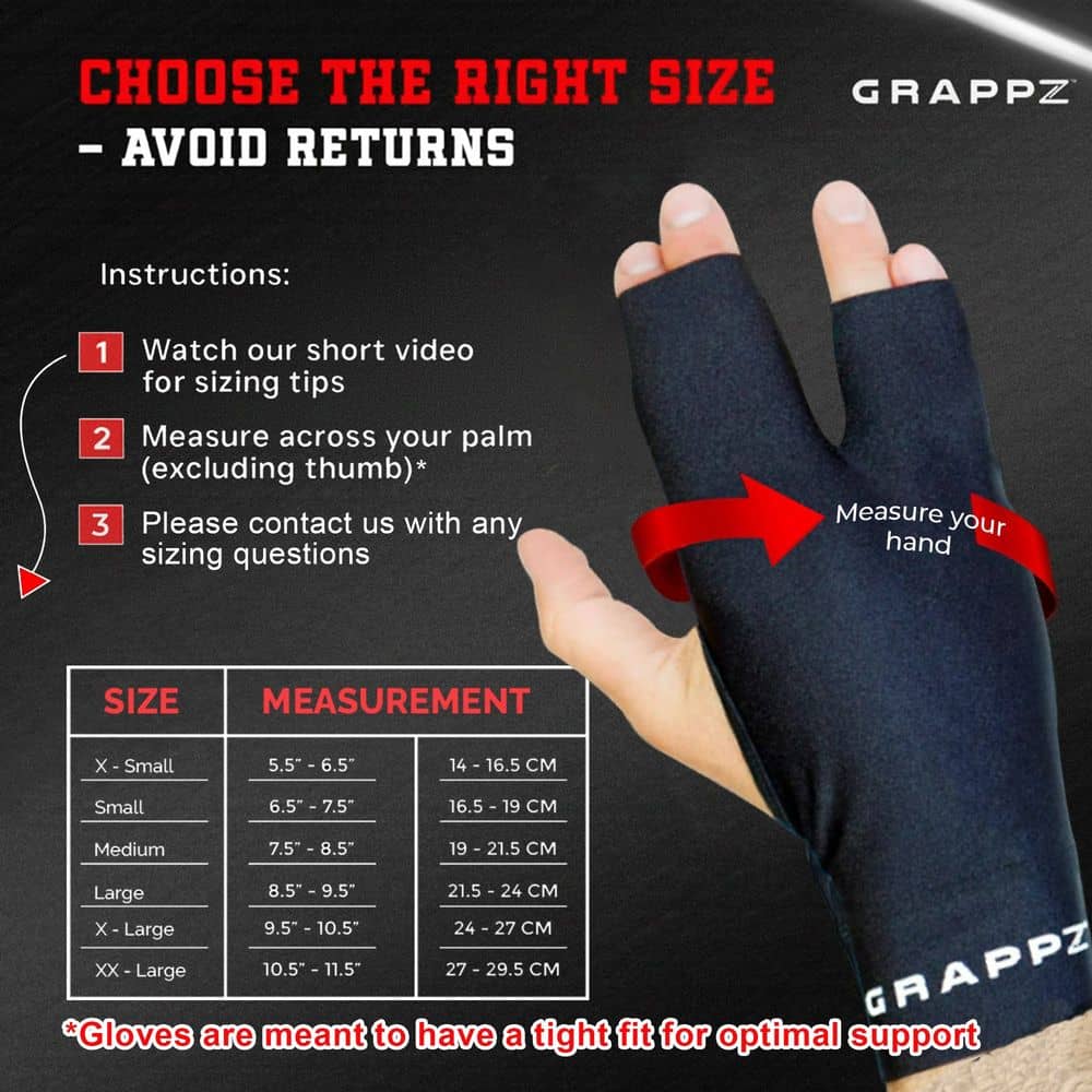 Finger sleeves compression gloves size chart 