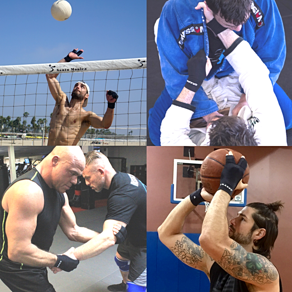 Grappz finger support gloves used in Basketball, Brazilian jiujitsu, Wrestling and volleyball as the superior alternative to finger tape or buddy taping your fingers. 
